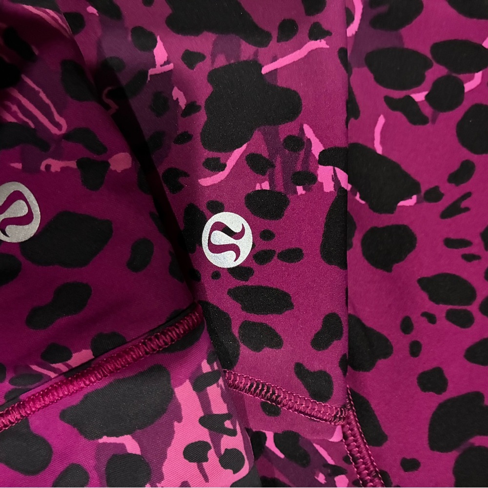 Lululemon Pink and Black Patterned Leggings and top set